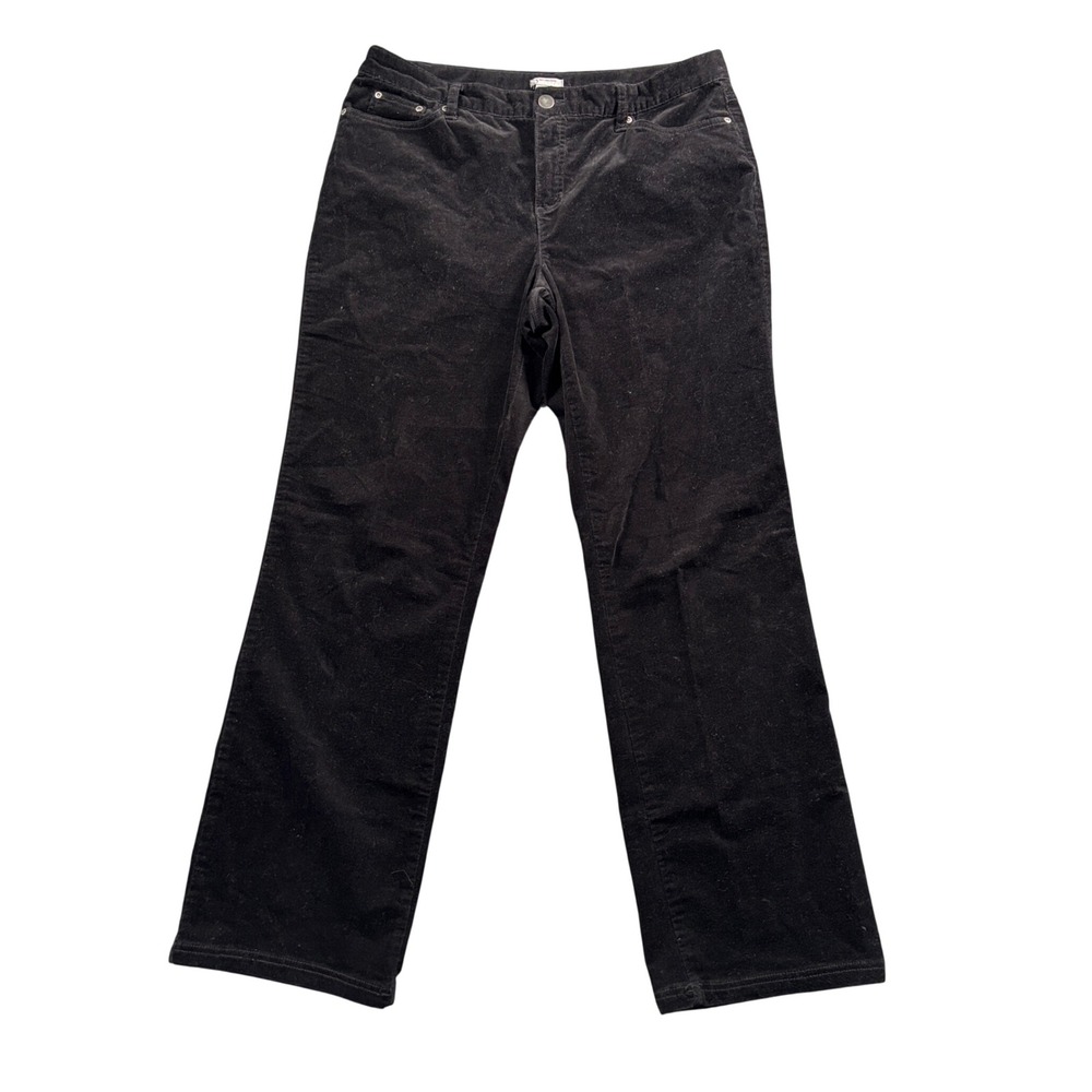 Black Corduroy Straight‎ Leg Pants Womens 14 Stretch Y2K Normcore Minimalist